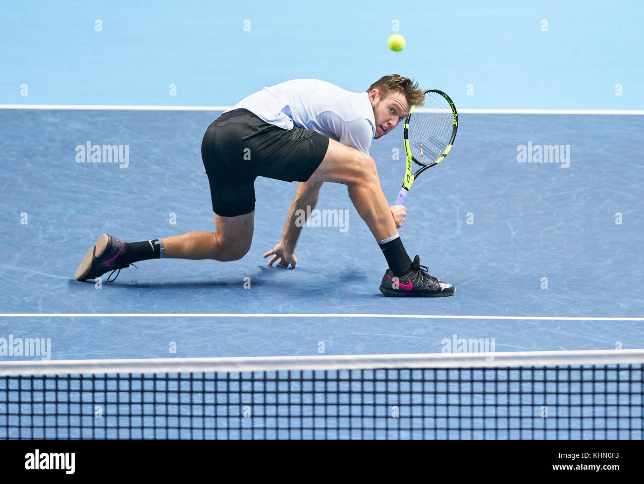 Atp Tennis, London, 18. November 2017 Jack Socke, usa in Aktion volley Jack Socke, USA vs grigor Dimitrov, bul an der nitto ATP-Finale tennis Männer in millenium Arena, O2-Arena in London, Großbritannien, 18. November 2017, Saison 2017/2018 © Peter Schatz/alamy leben Nachrichten Stockfoto