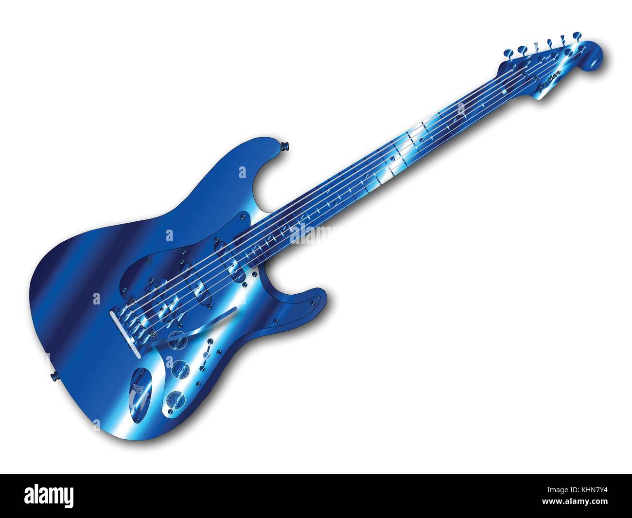 Ein gold blau Metall Body electric guitar isoliert auf einem weißen Hintergrund. Stock Vektor