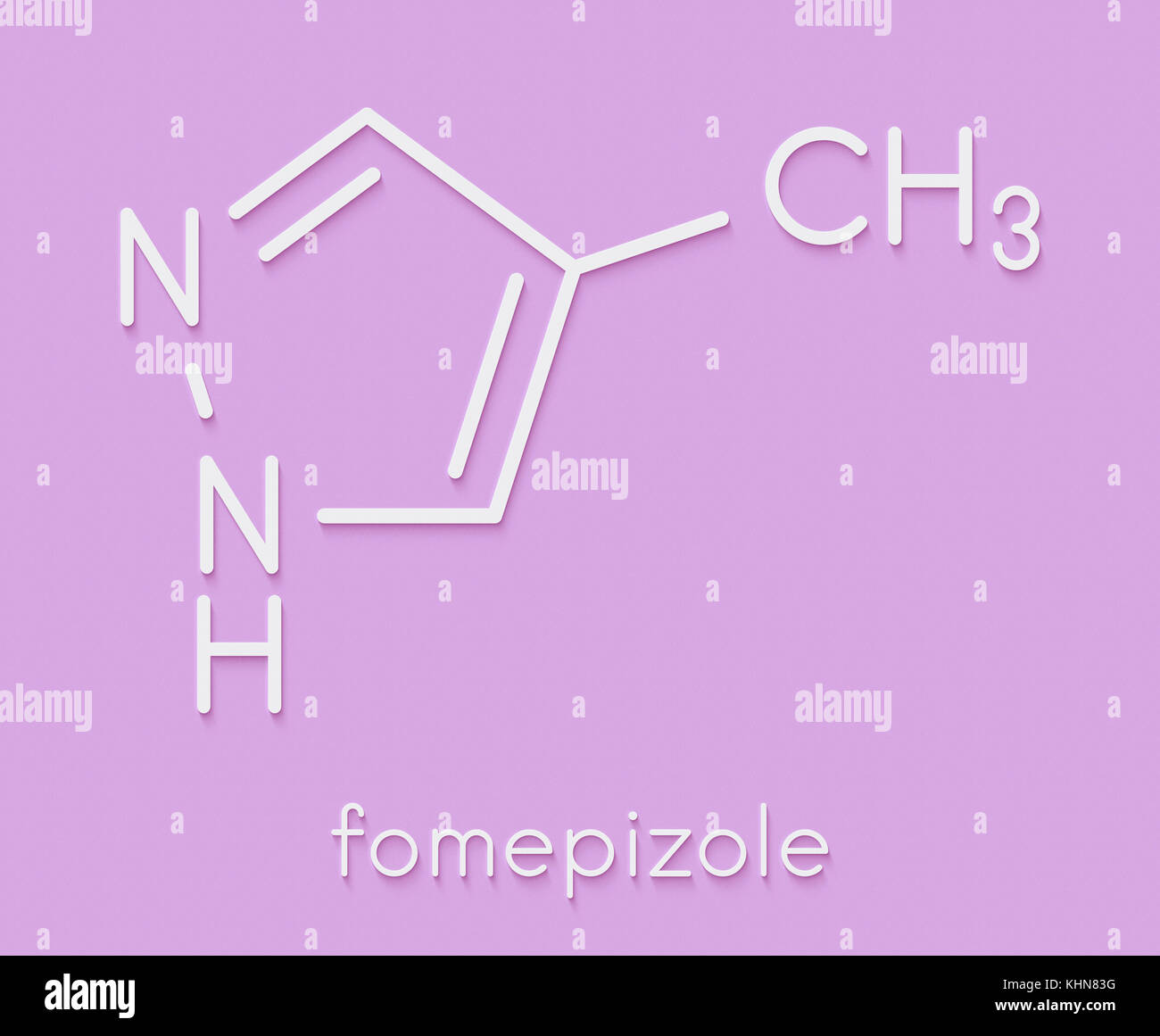 Fomepizole Methanolvergiftung Gegenmittel Molekül. Skelettmuskulatur Formel. Stockfoto