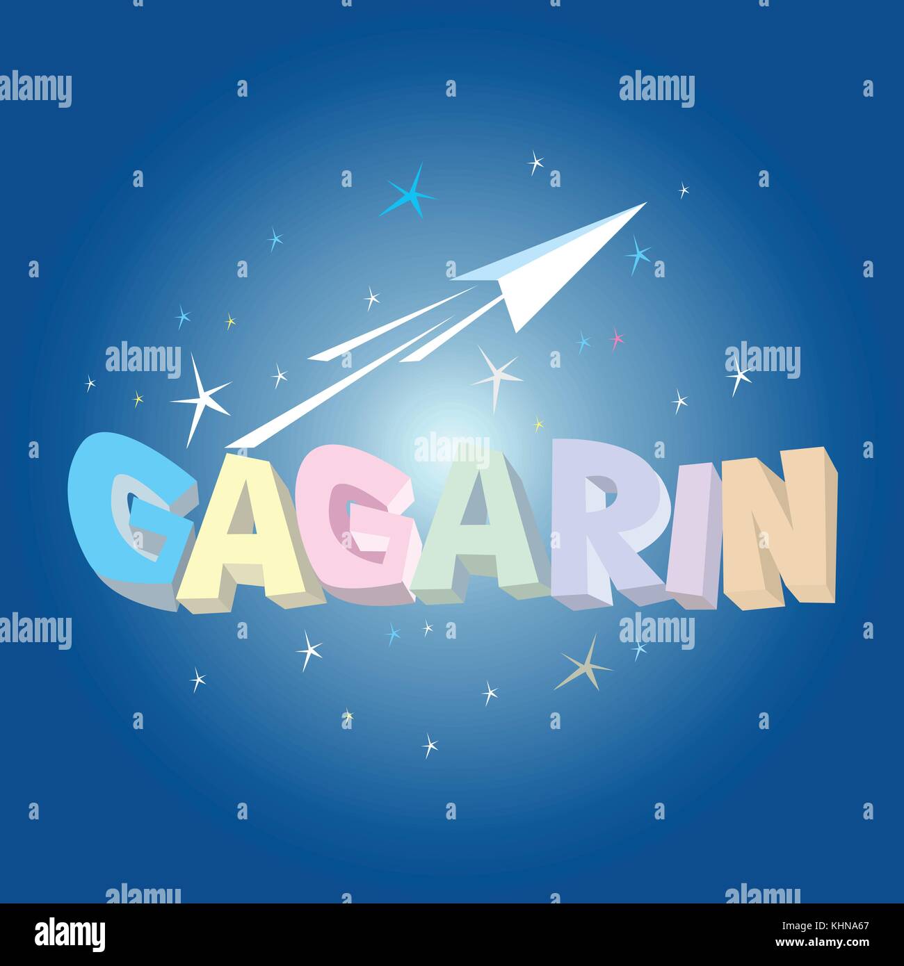 Logo text Gagarin erster Astronaut udssr Platz, Konzept Stock Vektor