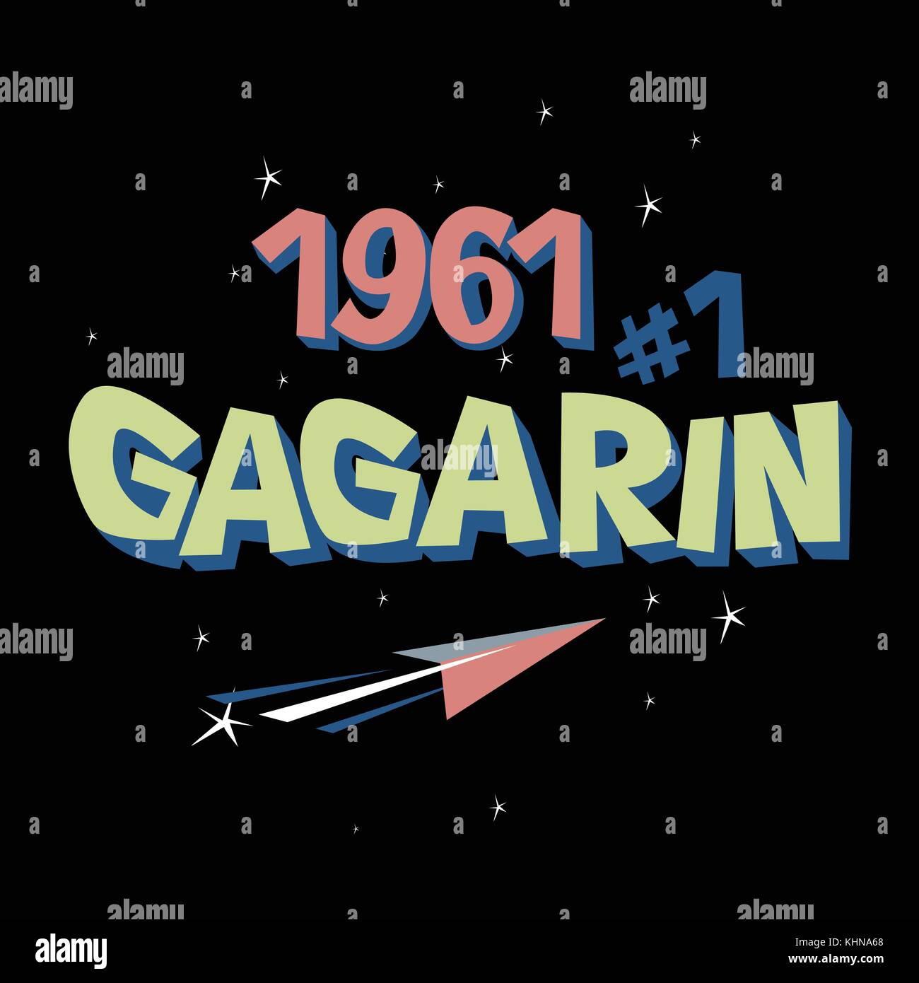 Logo text Gagarin erster Astronaut udssr Platz, Konzept Stock Vektor