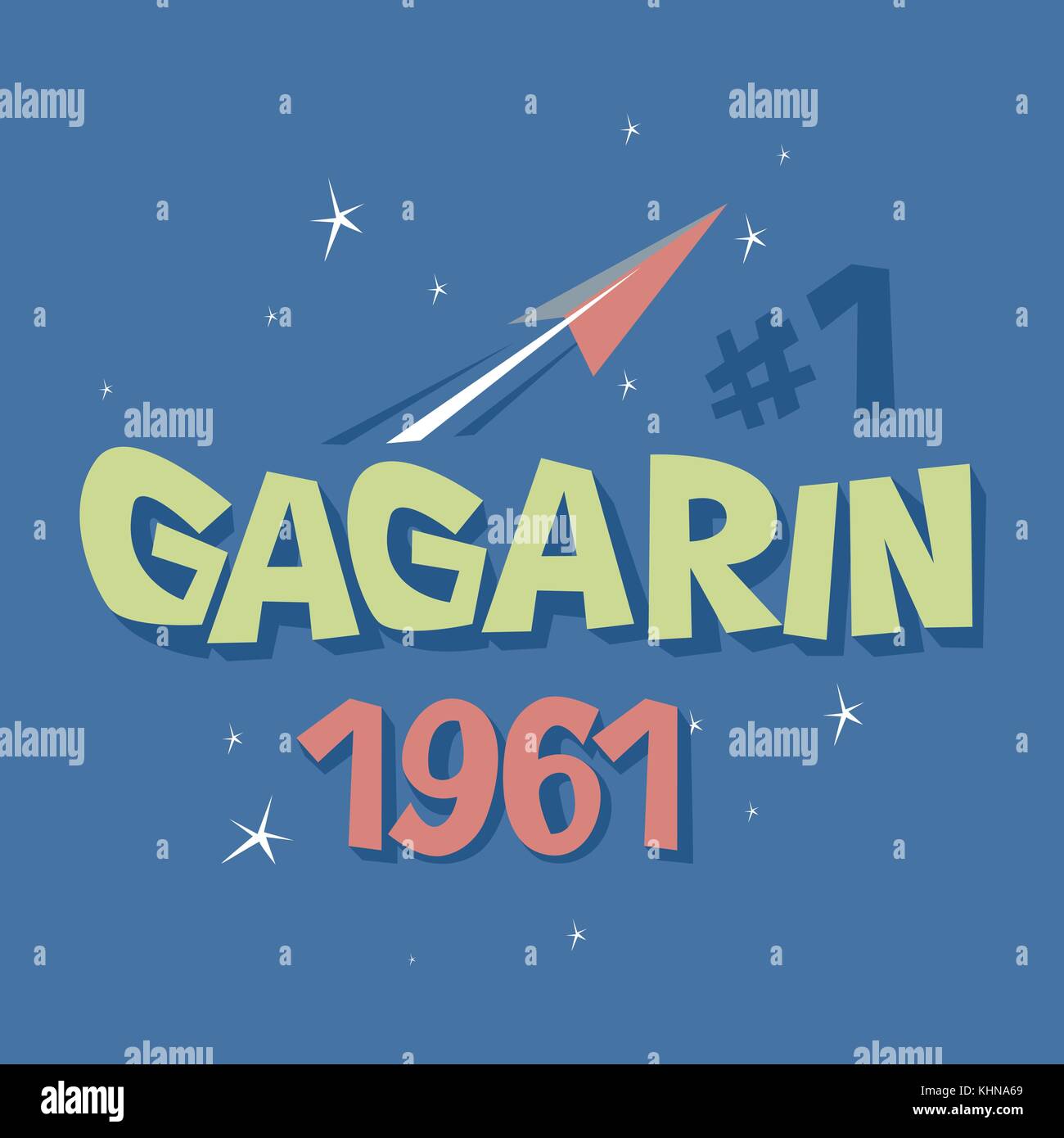 Logo text Gagarin erster Astronaut udssr Platz, Konzept Stock Vektor