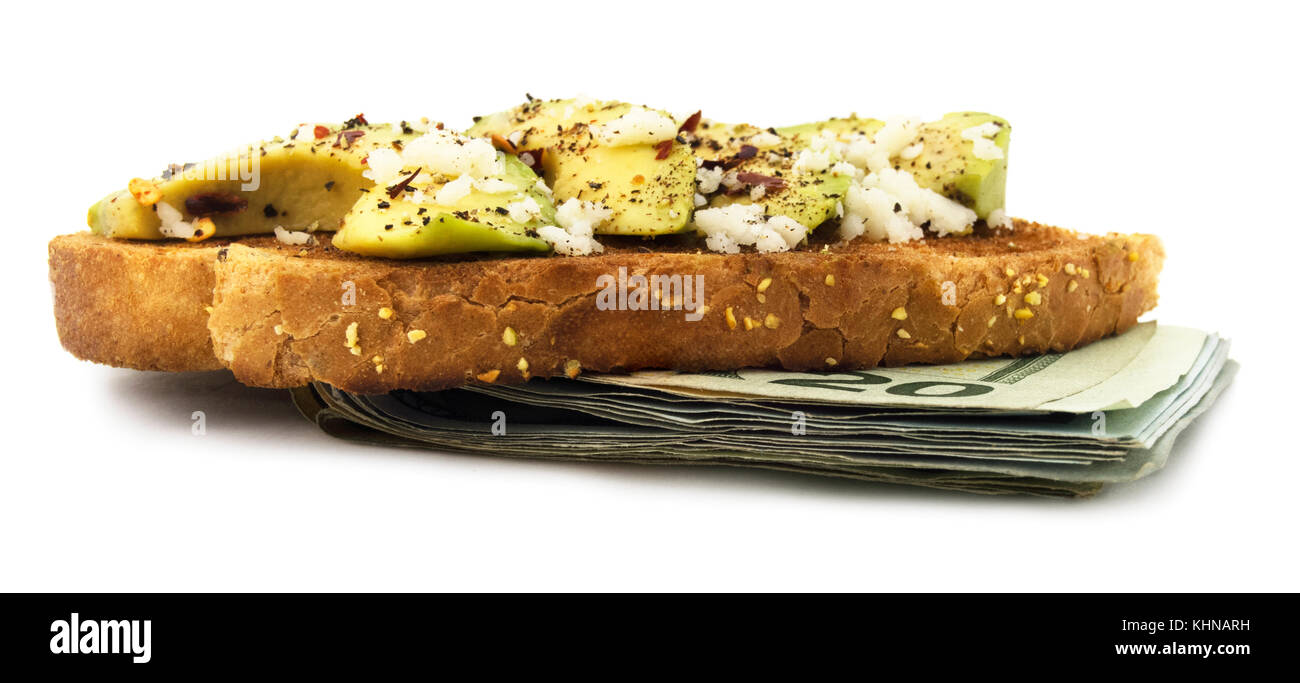Isolierte avocado Toast auf einem weißen Hintergrund. Stockfoto