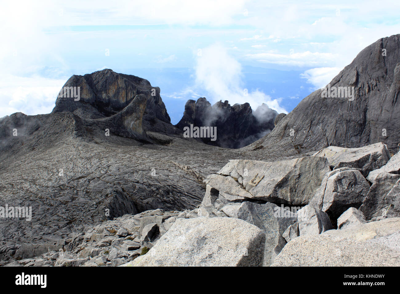 Auf dem Gipfel des Mount Kinabalu in Sabah, Borneo, Malaysia Stockfoto