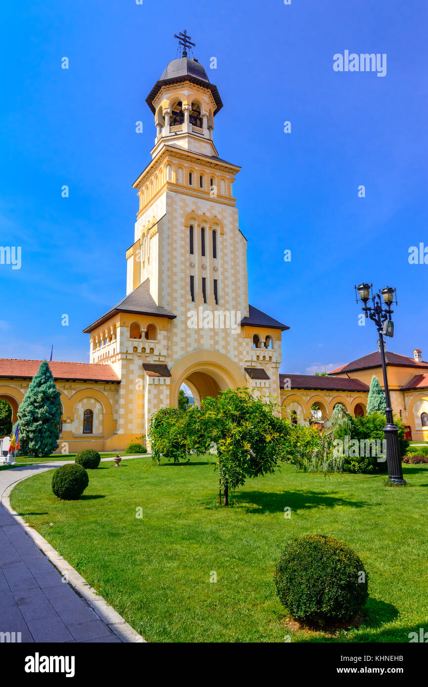 Glockenturm der erzbischöflichen Kathedrale, Alba Iulia, Alba-Romania Stockfoto