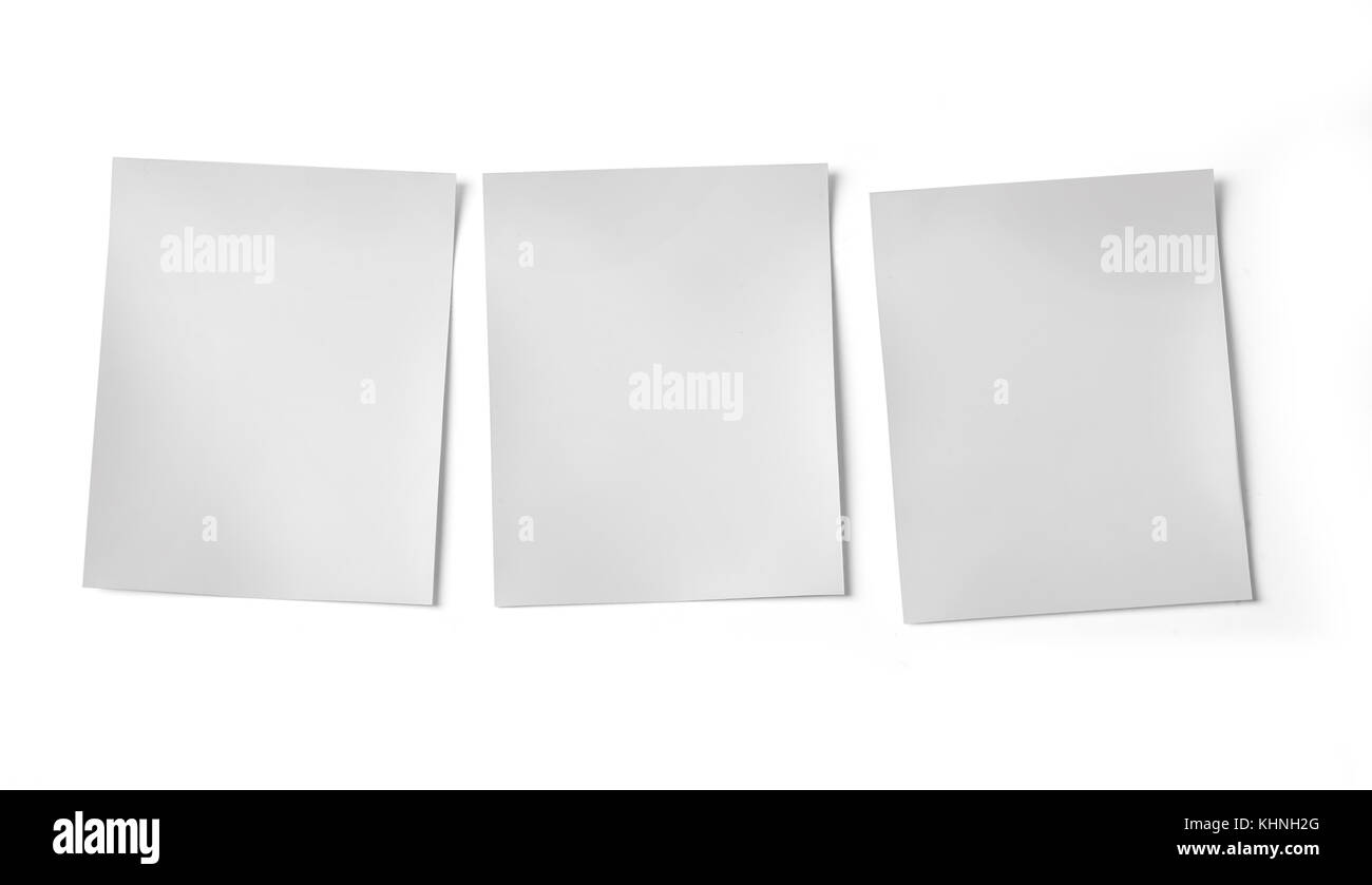 Drei leere Bilderrahmen auf weißem Hintergrund. mit Freistellungspfad Stockfoto