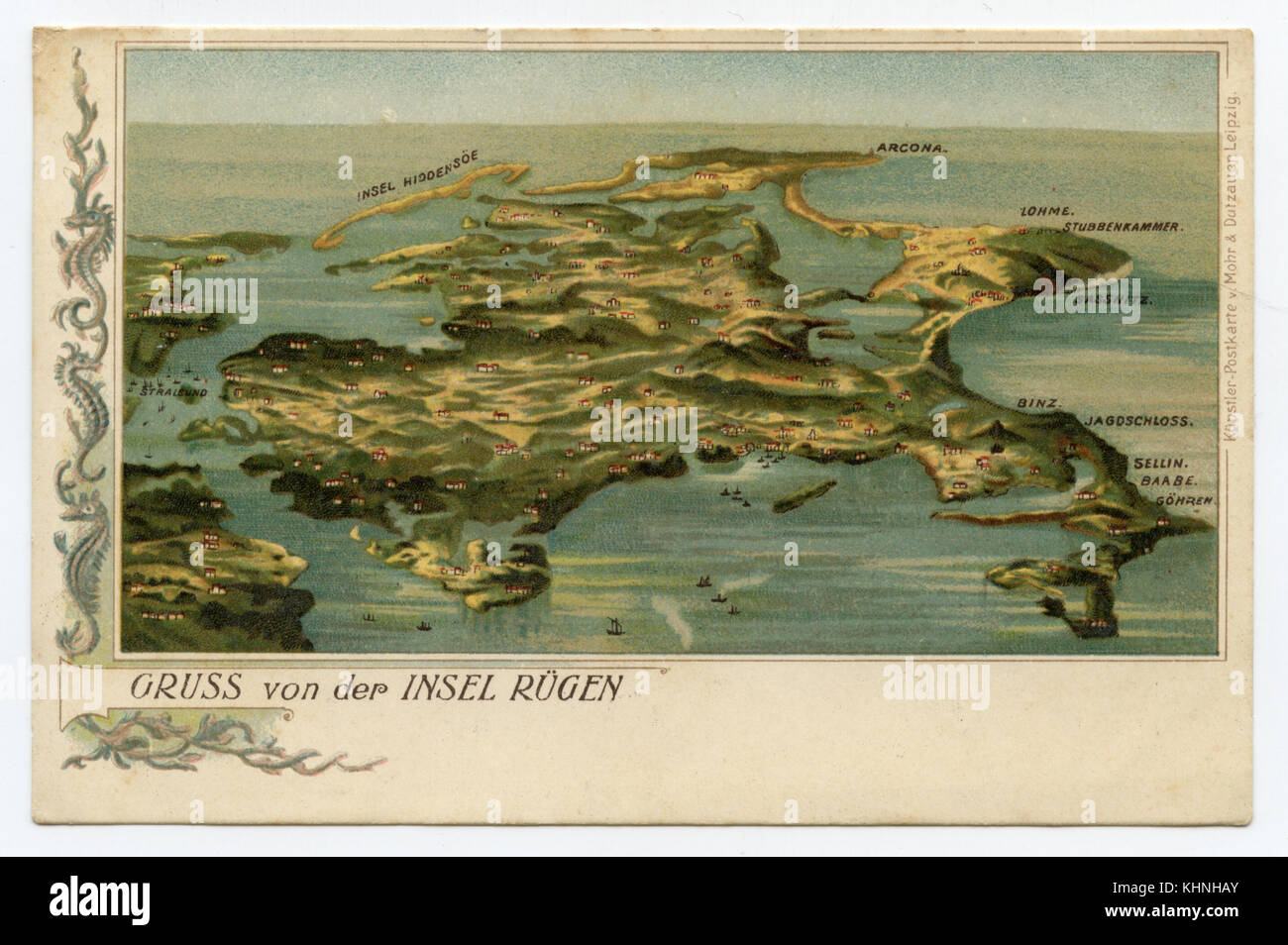 Postkarte: Grüße von der Insel Rügen, Luftbild (Ansichtskarte: Gruß von der Insel Rügen, Luftbild) Stockfoto