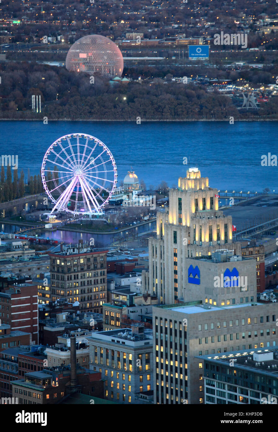 Kanada, Quebec, Montreal, Old Montreal, St. Lawrence River, Luftaufnahme, Stockfoto