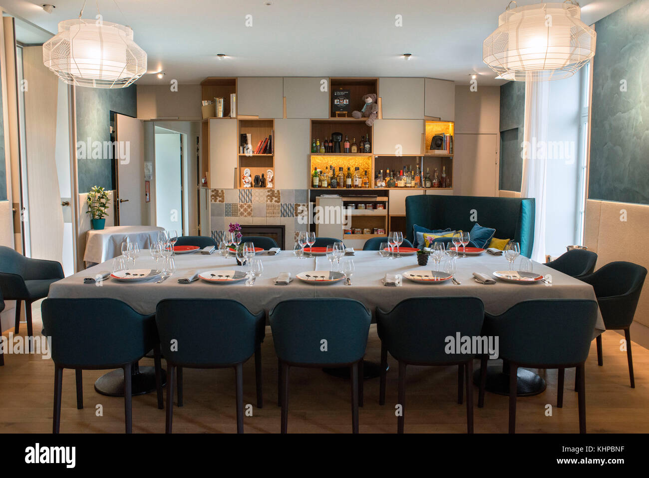 Das Restaurant Atlantide 1874 wurde mit einem michelin-Stern ausgezeichnet und befindet sich im Maison de l’Hermitage Nantes, Pays de la Loire, Frankreich Stockfoto