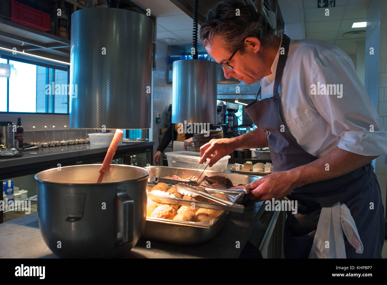 Das Restaurant Atlantide 1874 wurde mit einem michelin-Stern ausgezeichnet und befindet sich im Maison de l’Hermitage Nantes, Pays de la Loire, Frankreich. Chefkoch Michelin Jean Yves Guého Stockfoto