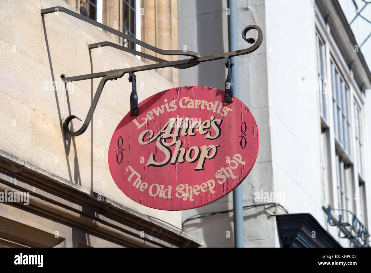 UK, Oxford, Lewis Carroll Alice's Shop anmelden. Stockfoto
