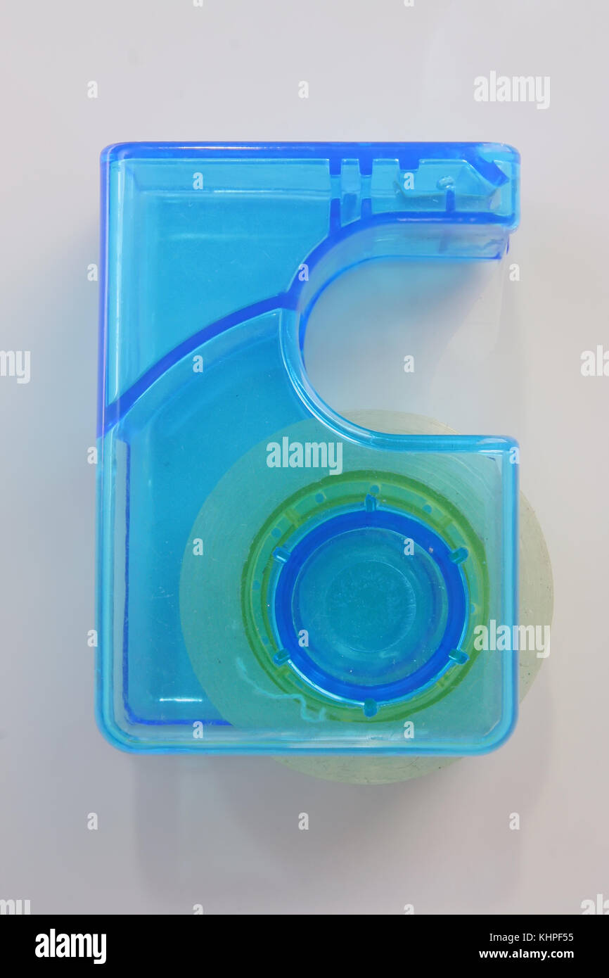 Kunststoff blau Klebeband Halter. Stockfoto