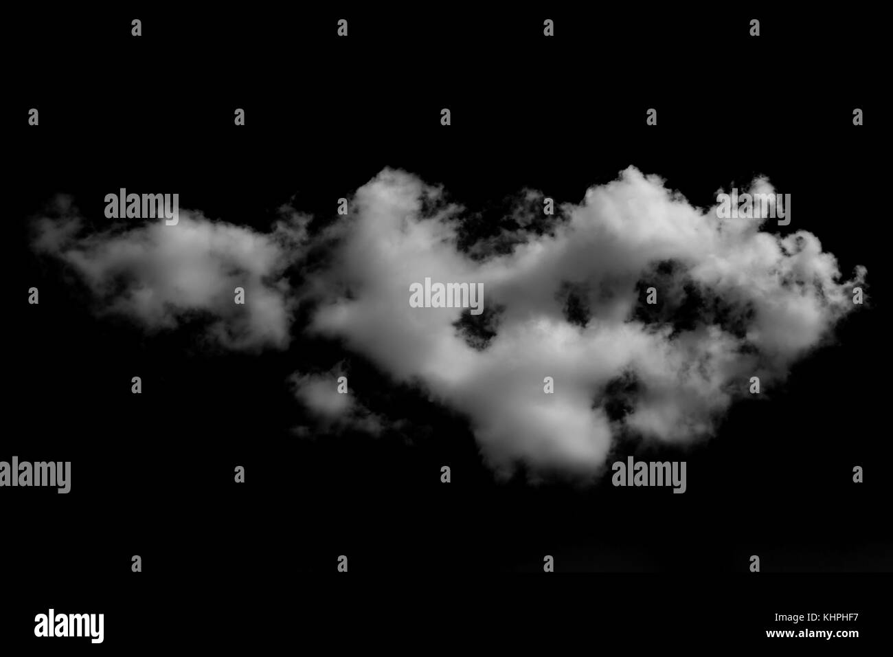 Weiße Wolke und Rauch auf schwarz, Hintergrund und Textur isoliert Stockfoto