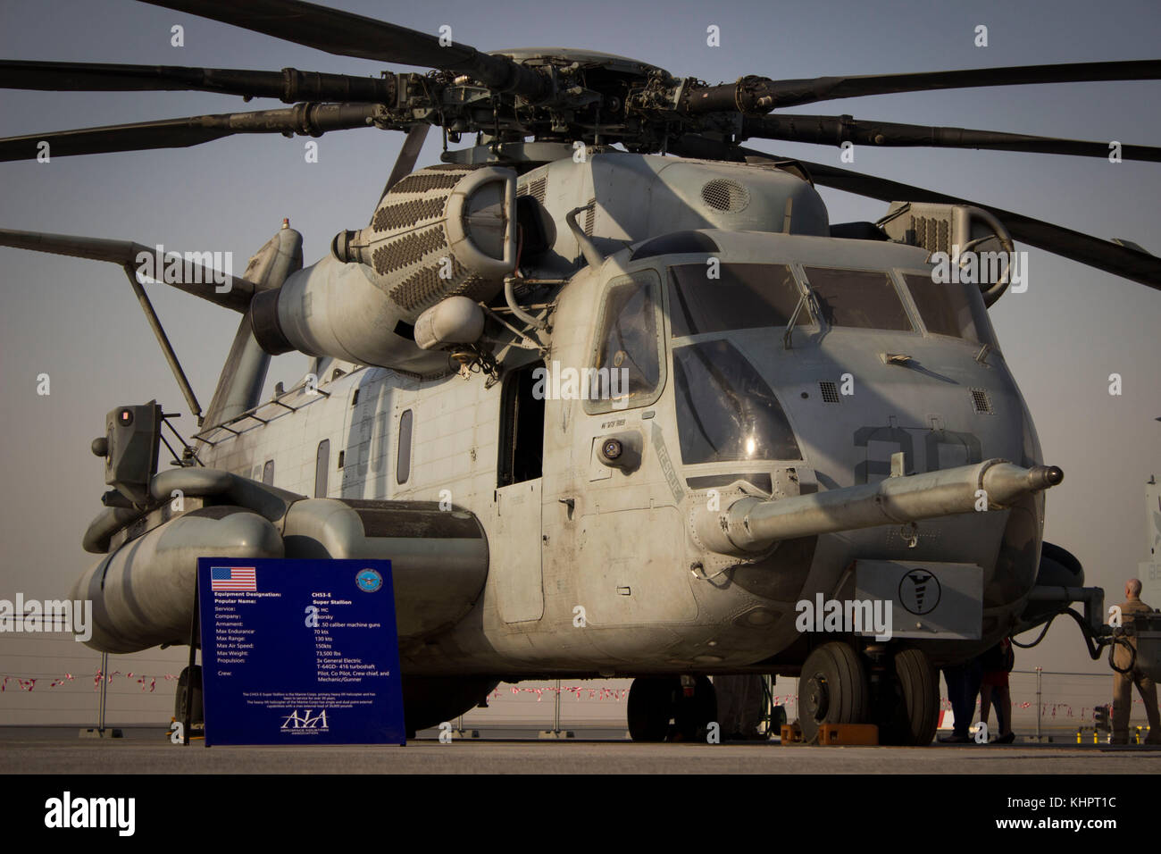CH-53E Super Stallion inszeniert als eine statische Anzeige während der Dubai Airshow, Nov. 14, 2017. Die Stockfoto