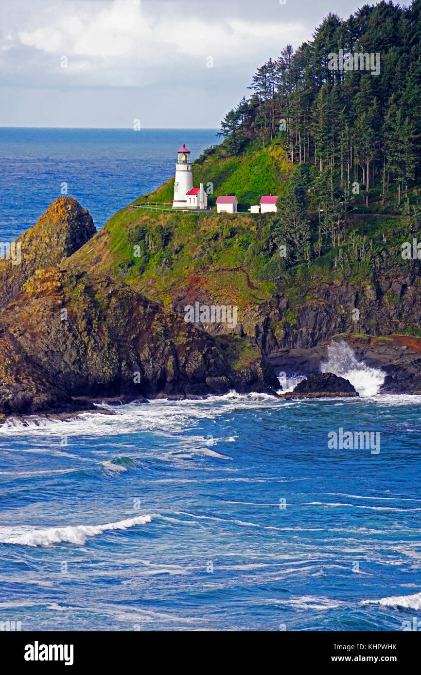Heceta Head Lighthouse Bed & Breakfast und State Park, Oregon. Stockfoto