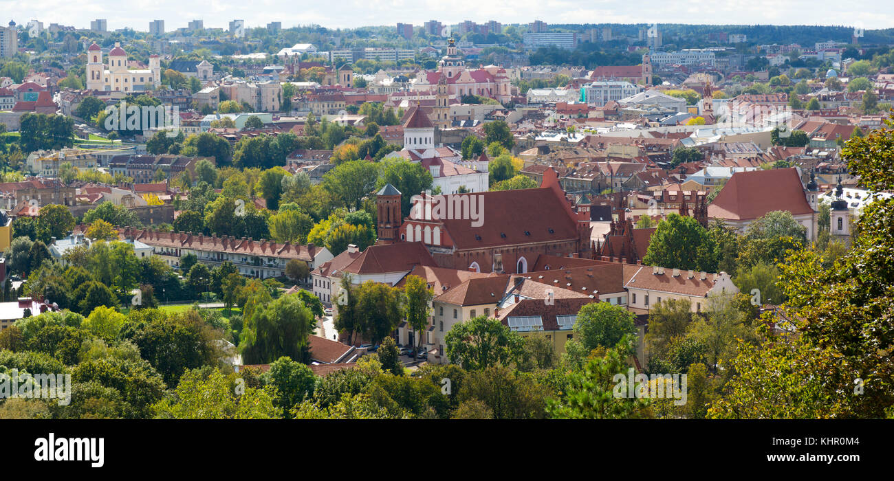 Top Panorama der Altstadt Vilnius Stockfoto