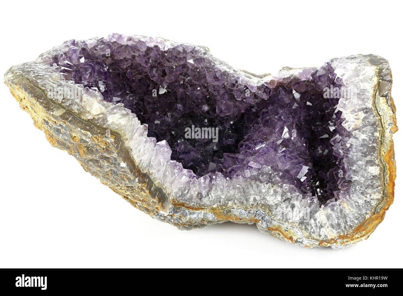 Brasilianischen amethyst auf weißem Hintergrund Stockfoto