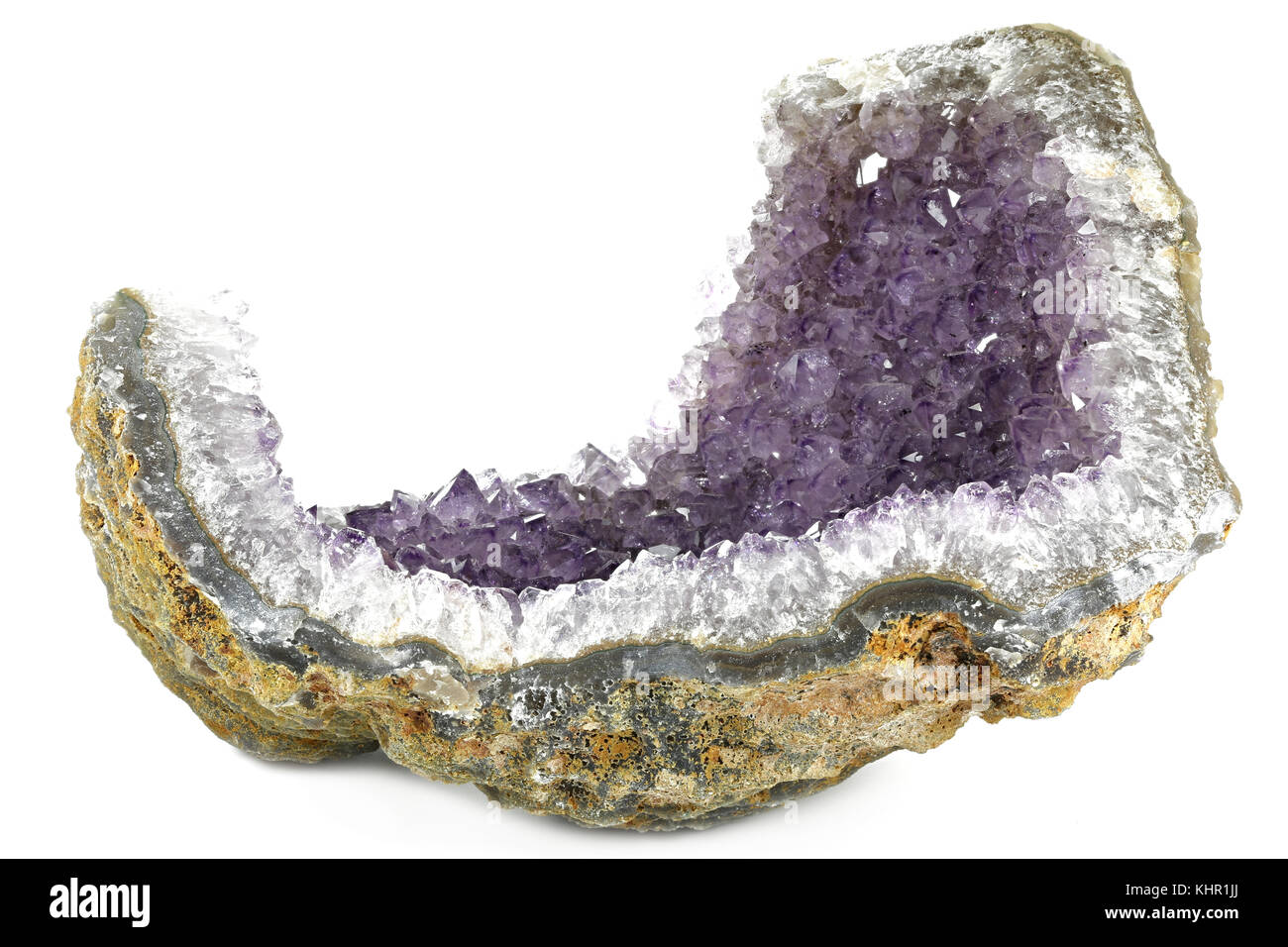 Brasilianischen amethyst auf weißem Hintergrund Stockfoto