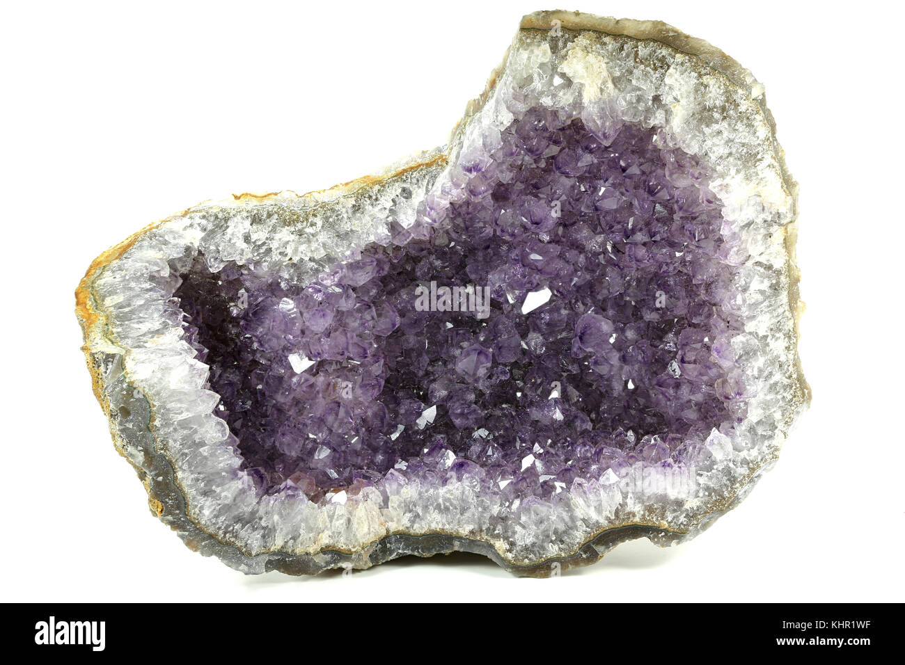 Brasilianischen amethyst auf weißem Hintergrund Stockfoto