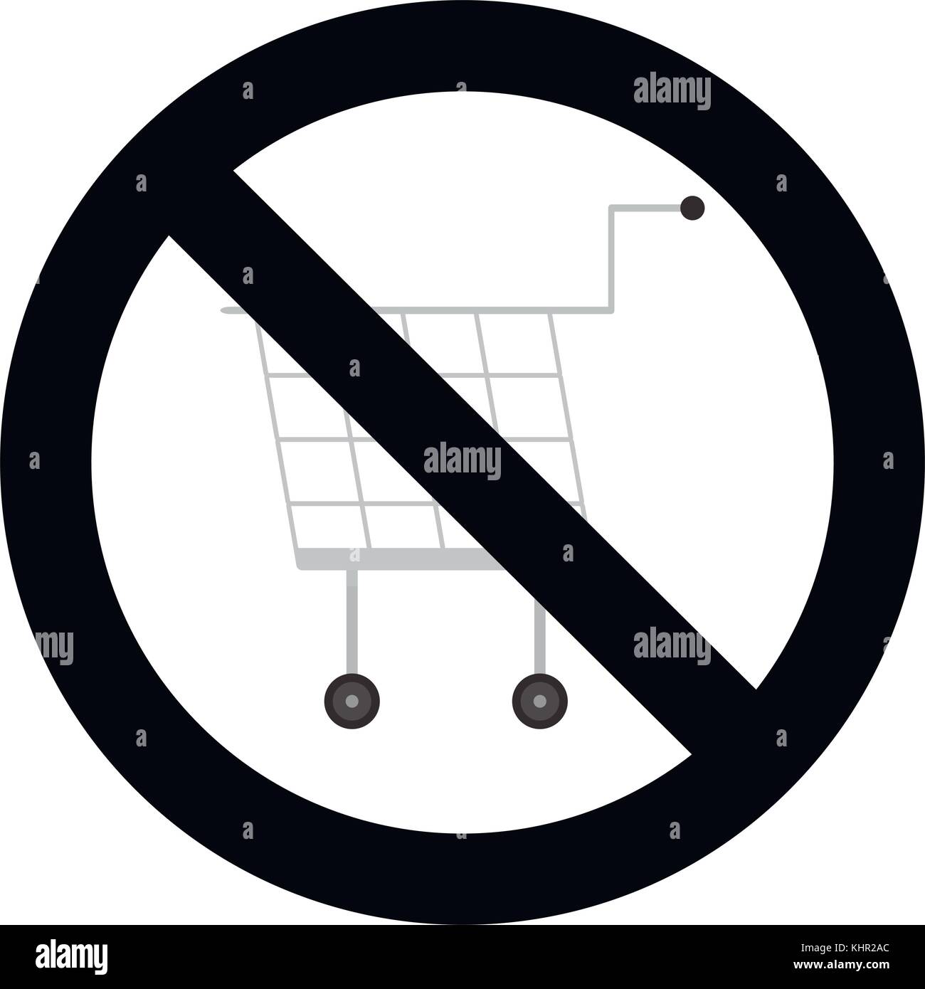 Verbot shopping Symbol. verbot Trolley und Korb, kein Markt und Shop Verkauf. Vector Illustration Stock Vektor