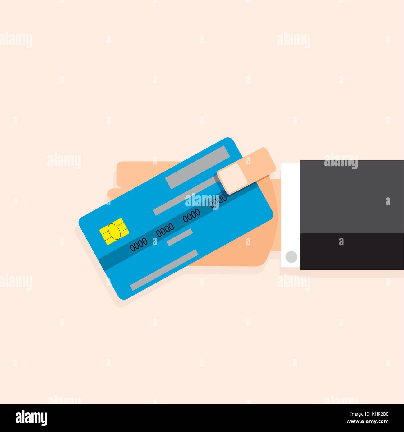 Kreditkarte in der Hand. Vektor kaufen und bezahlen, Banking und Einkaufen mit Karte Abbildung Stock Vektor