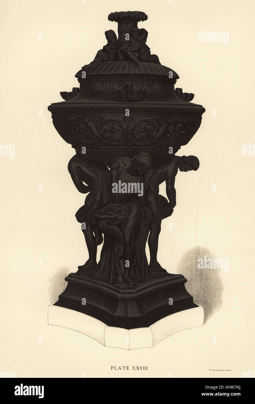 Basalt Vase für eine Lampe. Chromolithograph von W. Griggs von Friedrichs Rathbone alte Wedgwood, die dekorativen oder künstlerischen keramische Arbeiten von Josiah Wedgwood, Quaritch, London, 1898. Stockfoto