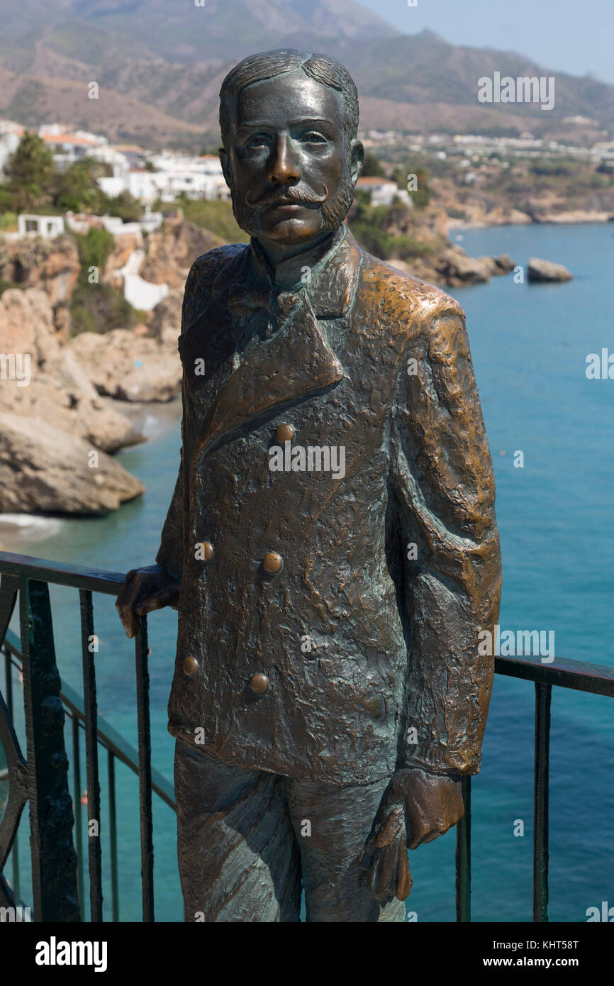 Bronze lebensgroße Statue von König Alfonso XII (1857-85), König von Spanien von 1874 bis 1885, Nerja, Spanien Stockfoto
