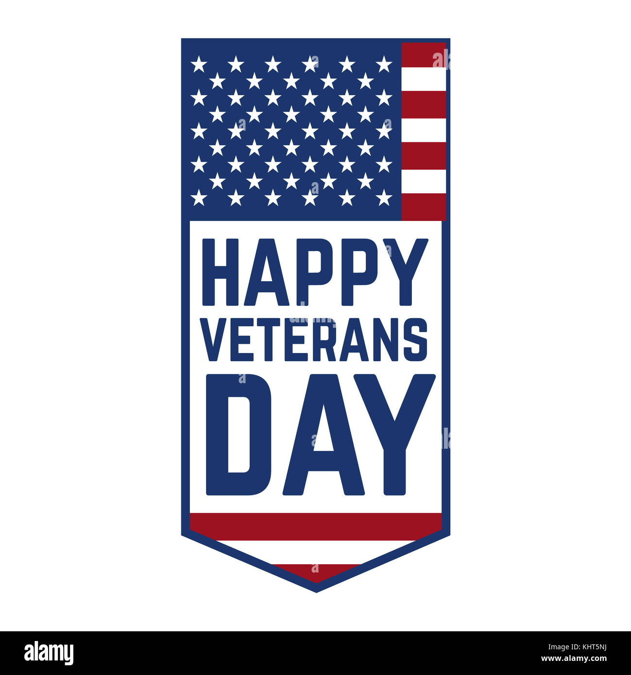 Happy Veterans Day emblem Vorlage auf weißem Hintergrund. Design Element für Label, Emblem, Zeichen, Plakat. Vector Illustration Stockfoto