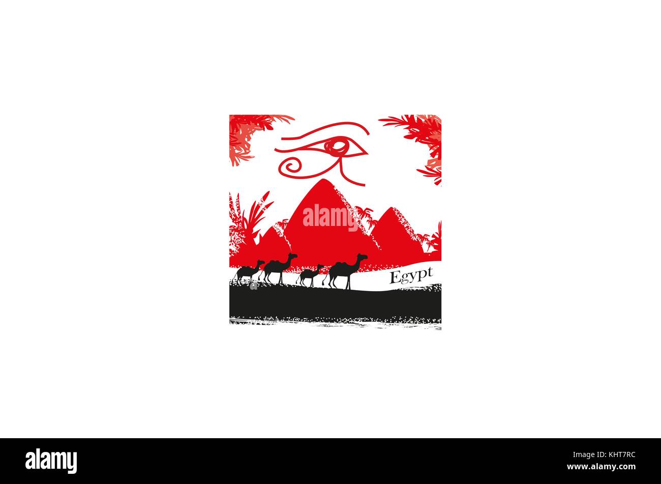 Ägypten Symbole und Pyramiden Stock Vektor