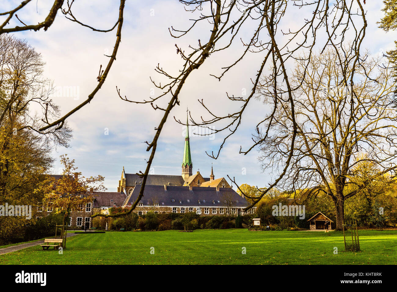 Anzeigen von Val-Dieu (Tal der Gott) Abtei, ehemalige Zisterzienserabtei in der Berwinne Tal in der Nähe von Aubel im Land von Herve (Provinz Lüttich, Belgien Stockfoto