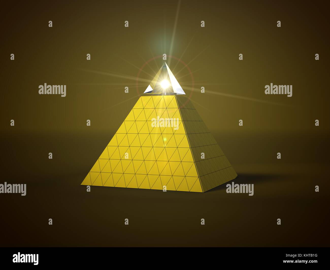 Pyramide mit Glas Teil oben und Licht Strahl in Glas teil. für Freimaurer und