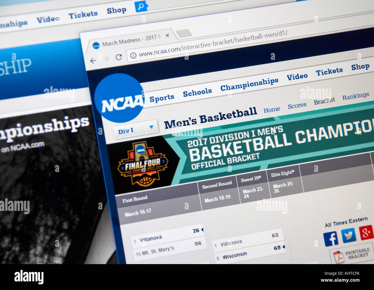 Montreal, Kanada - 7 November, 2017: ncaa Webseite. der National Collegiate Athletic Association ist Mitglied - led-Organisation, die sich das Wohl. Stockfoto