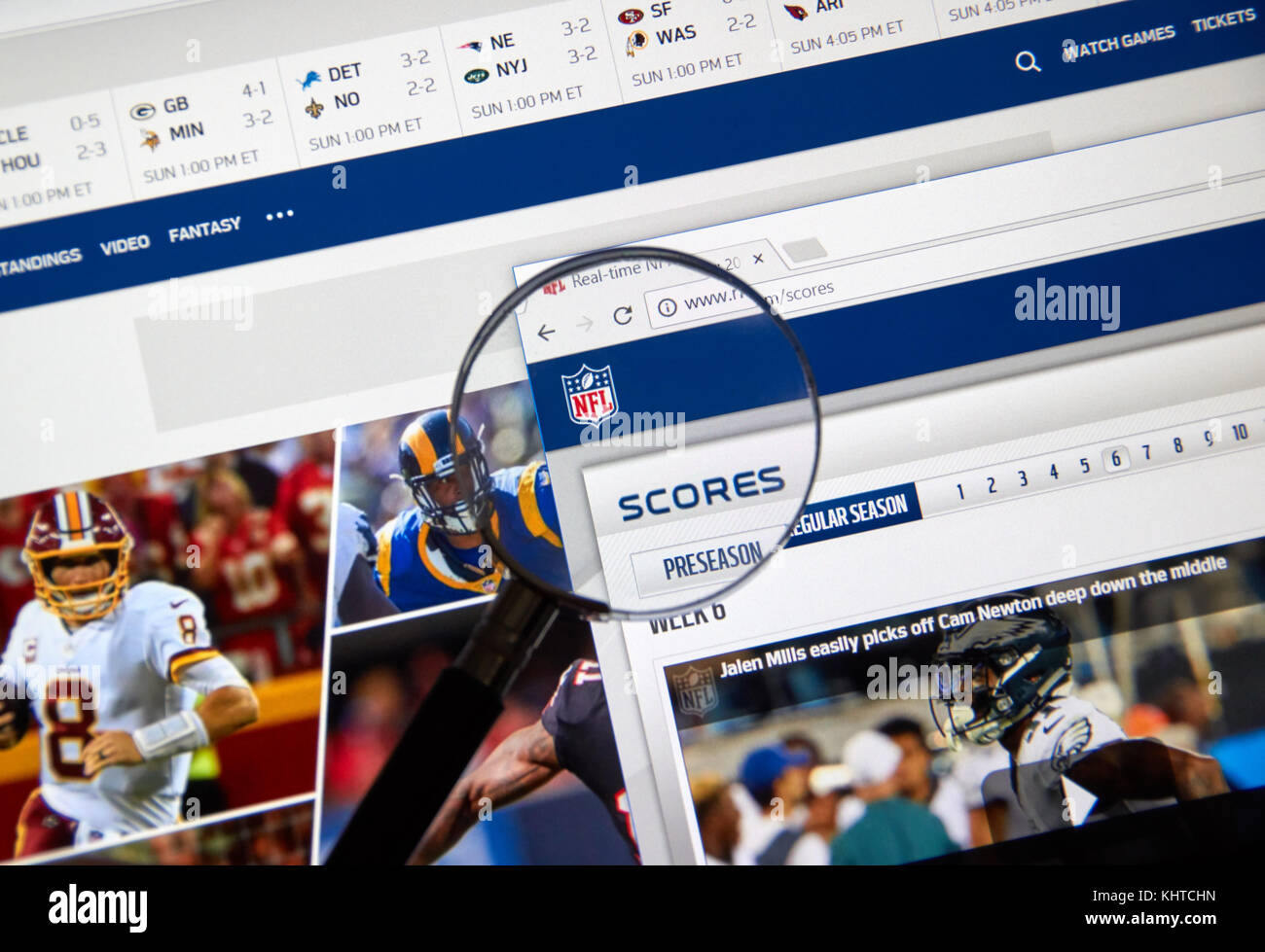 MONTREAL, KANADA - 7 November, 2017: NFL offizielle Website mit Kerben link. Die National Football League ist ein American Football League co Stockfoto
