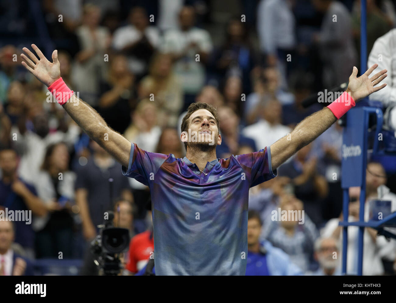 Argentinischer Tennisspieler Juan Martin Del Potro (ARG) feiert am US Open Tennis Championship 2017, New York City, New York, United States. Stockfoto