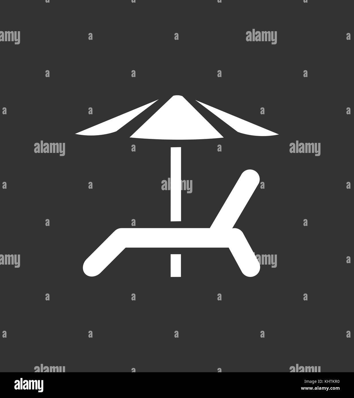 Liegestuhl mit Sonnenschirm Symbol Vektor. Stock Vektor