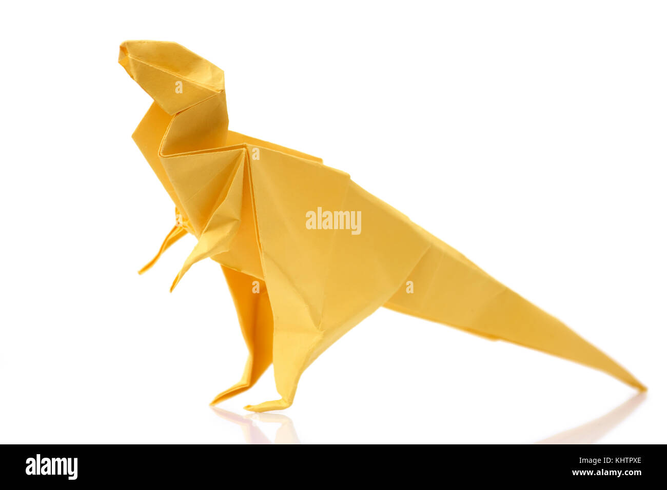 Gelbe tyrannosaurus auf weißem Hintergrund Stockfoto