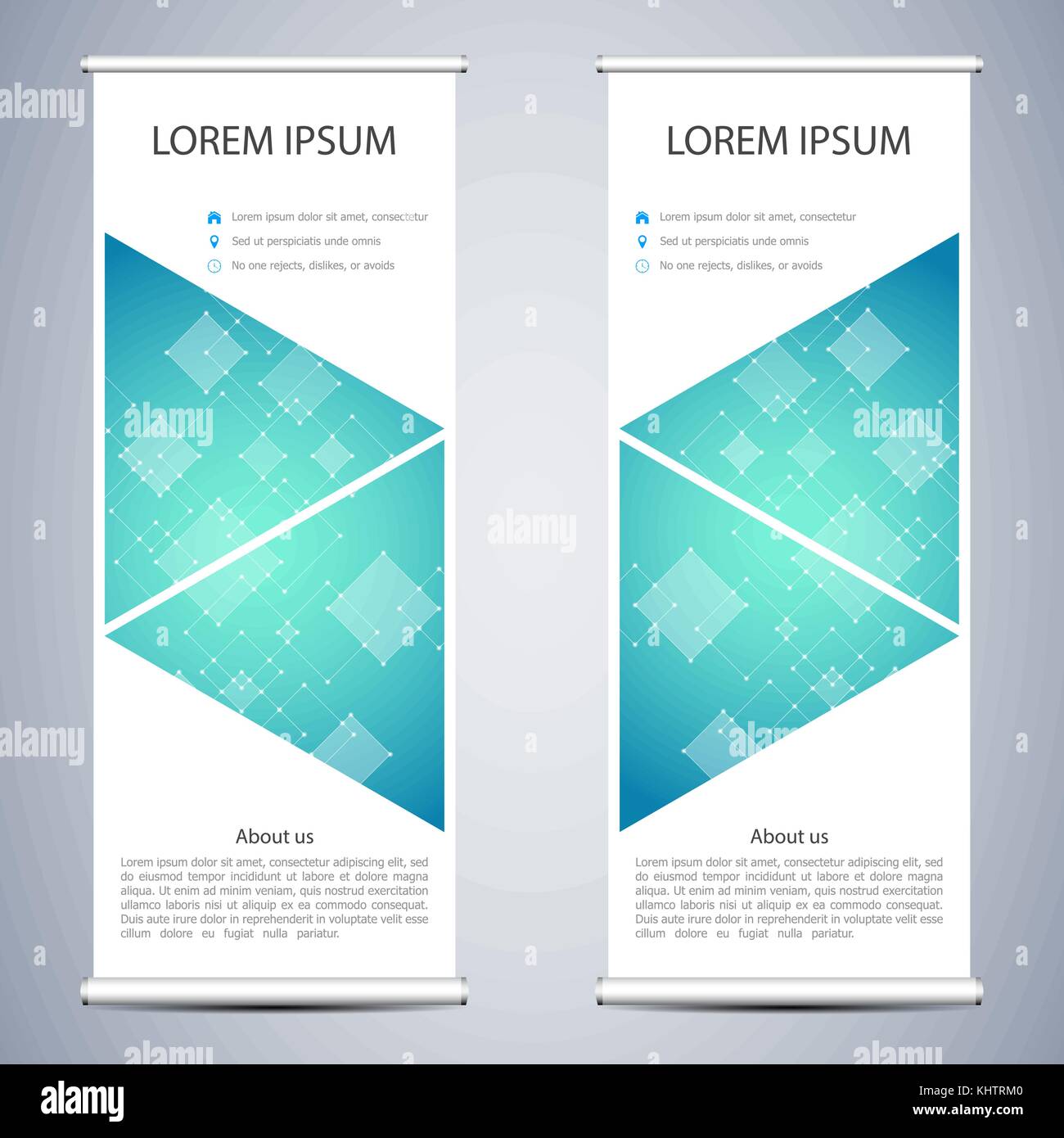 Abstrakte Roll Up Banner für Präsentation und Publikation. Wissenschaft, Technologie und Business Templates. Quadrat Linear, digital, Textur, technologischen und wissenschaftlichen Konzept, Vector Illustration. Stock Vektor