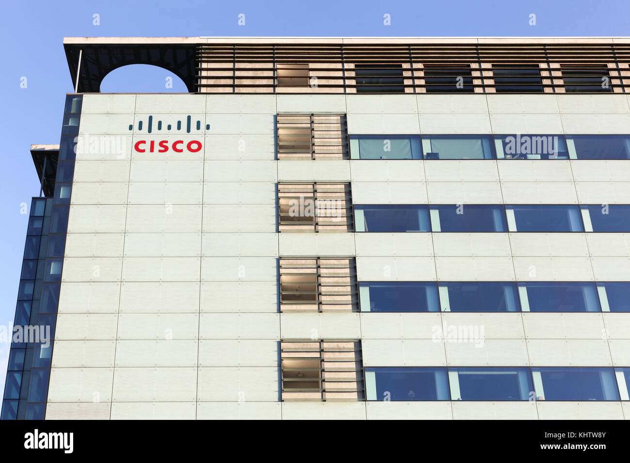 Kopenhagen, Dänemark - 10 September 2017: Cisco Systems Gebäude in Kopenhagen. Cisco Systems ist ein US-amerikanischer multinationaler Technologiekonzern Stockfoto