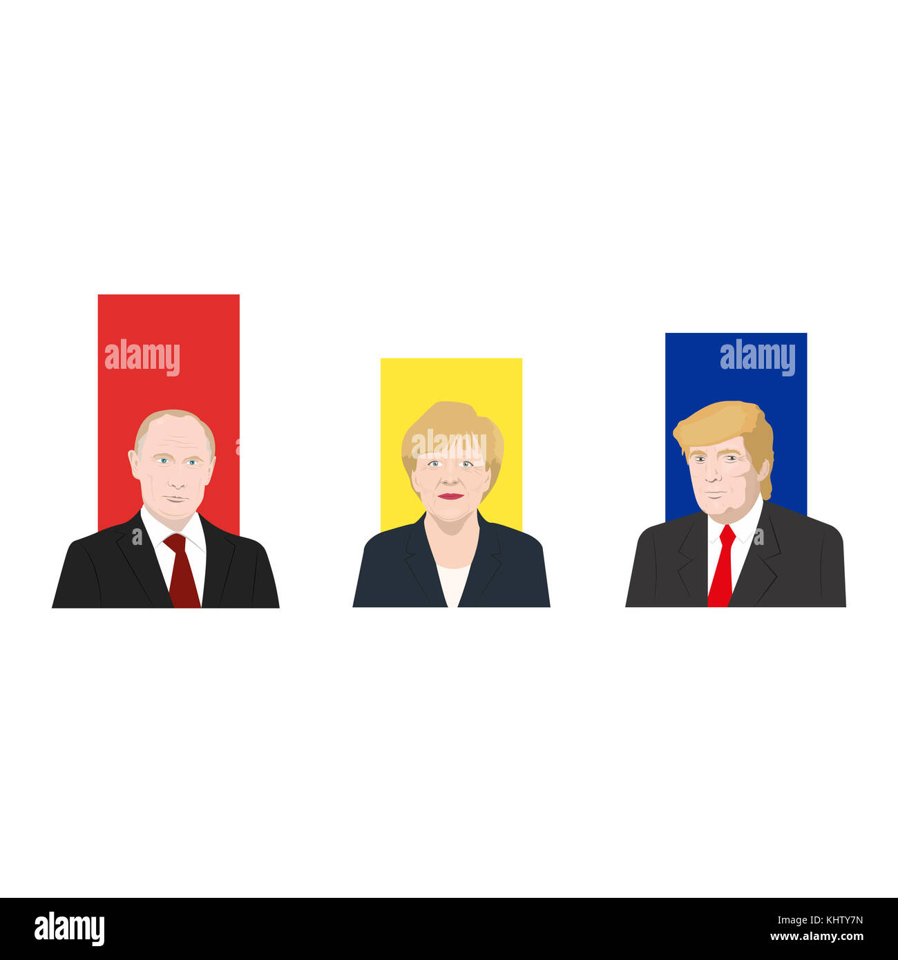 November 19.11.2017. Redaktionelle Illustration zeigt eine Bewertung der Popularität der bekannten Politikern: Wladimir Putin, Merkel und Donald Stockfoto