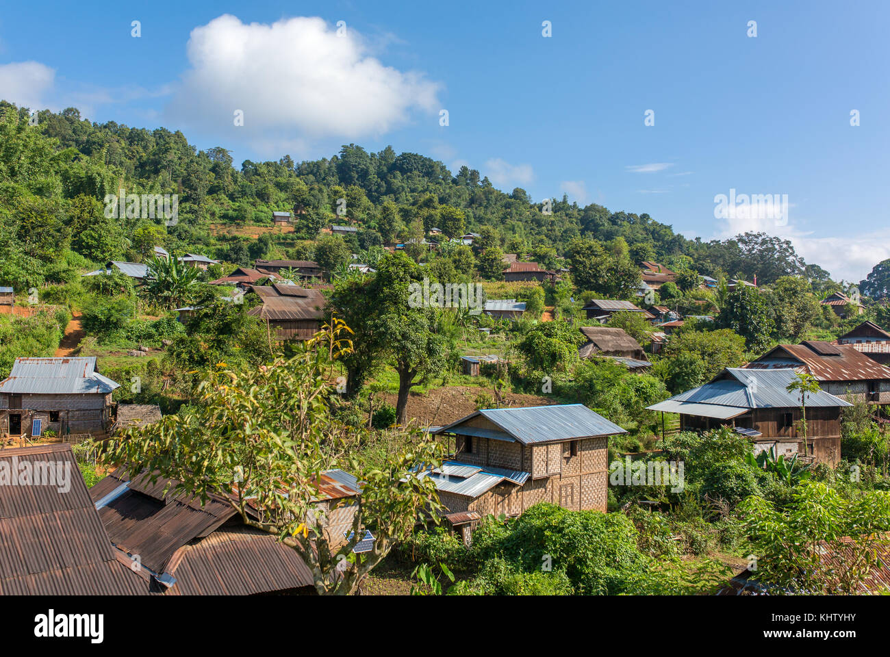 Traditionelles Dorf Landschaft in Laos. Stockfoto