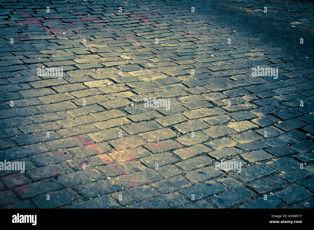 Alte Straße mit Kopfsteinpflaster NYC Stockfoto