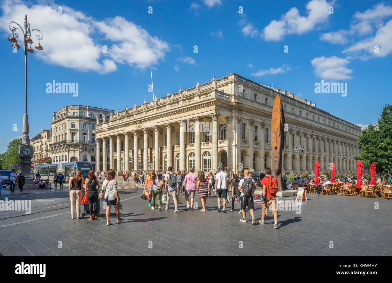 Frankreich, Gironde, Bordeaux, Place de la Comédie, mit Blick auf die Grand Théâtre de Bordeaux Stockfoto