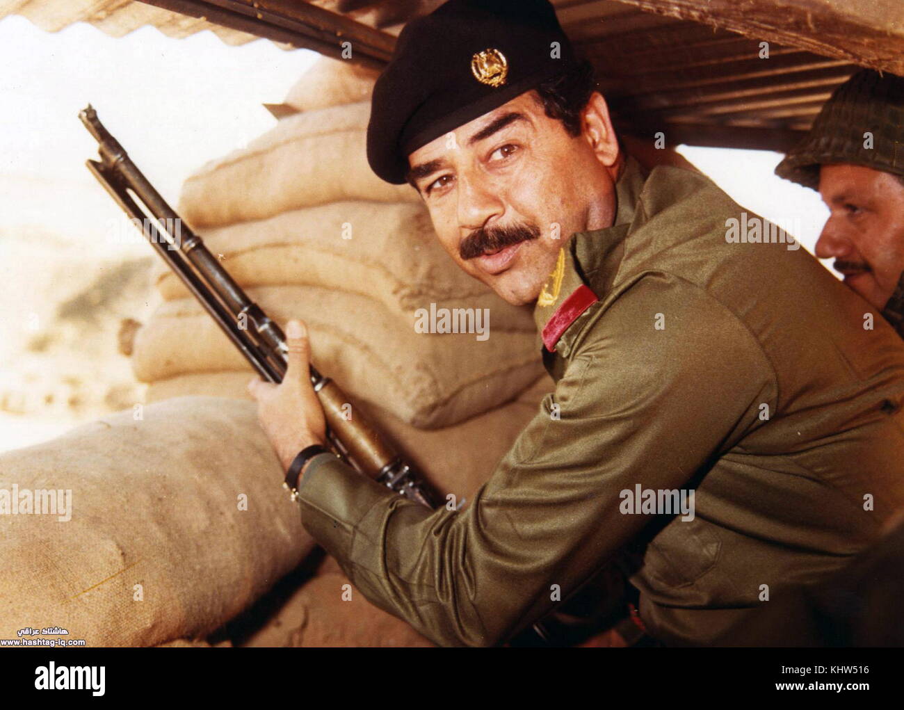 Foto von Saddam Hussein (1937-2006) fünfter Präsident des Irak. Vom 20. Jahrhundert Stockfoto