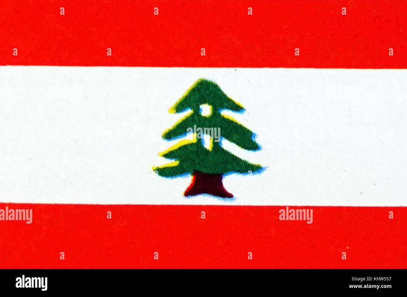 Abbildung: Darstellung der Nationalen und Merchant flag und Fähnrich des Libanon. Vom 20. Jahrhundert Stockfoto