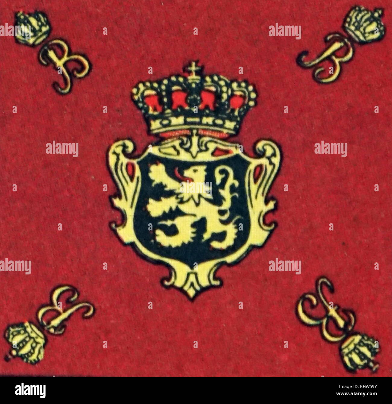 Abbildung: Darstellung der Royal Standard Flagge von Belgien. Vom 20. Jahrhundert Stockfoto