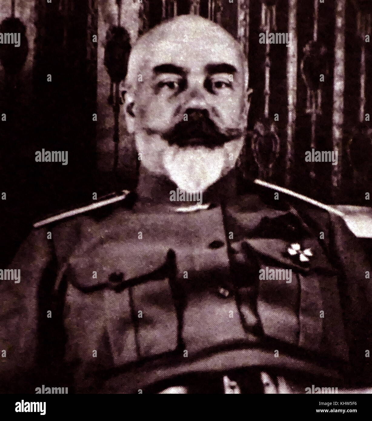 Fotografische Porträt von Anton Denikin (1872-1947) ein Generalleutnant in der Kaiserlichen russischen Armee und danach ein führender General der weißen Bewegung im russischen Bürgerkrieg. Vom 20. Jahrhundert Stockfoto