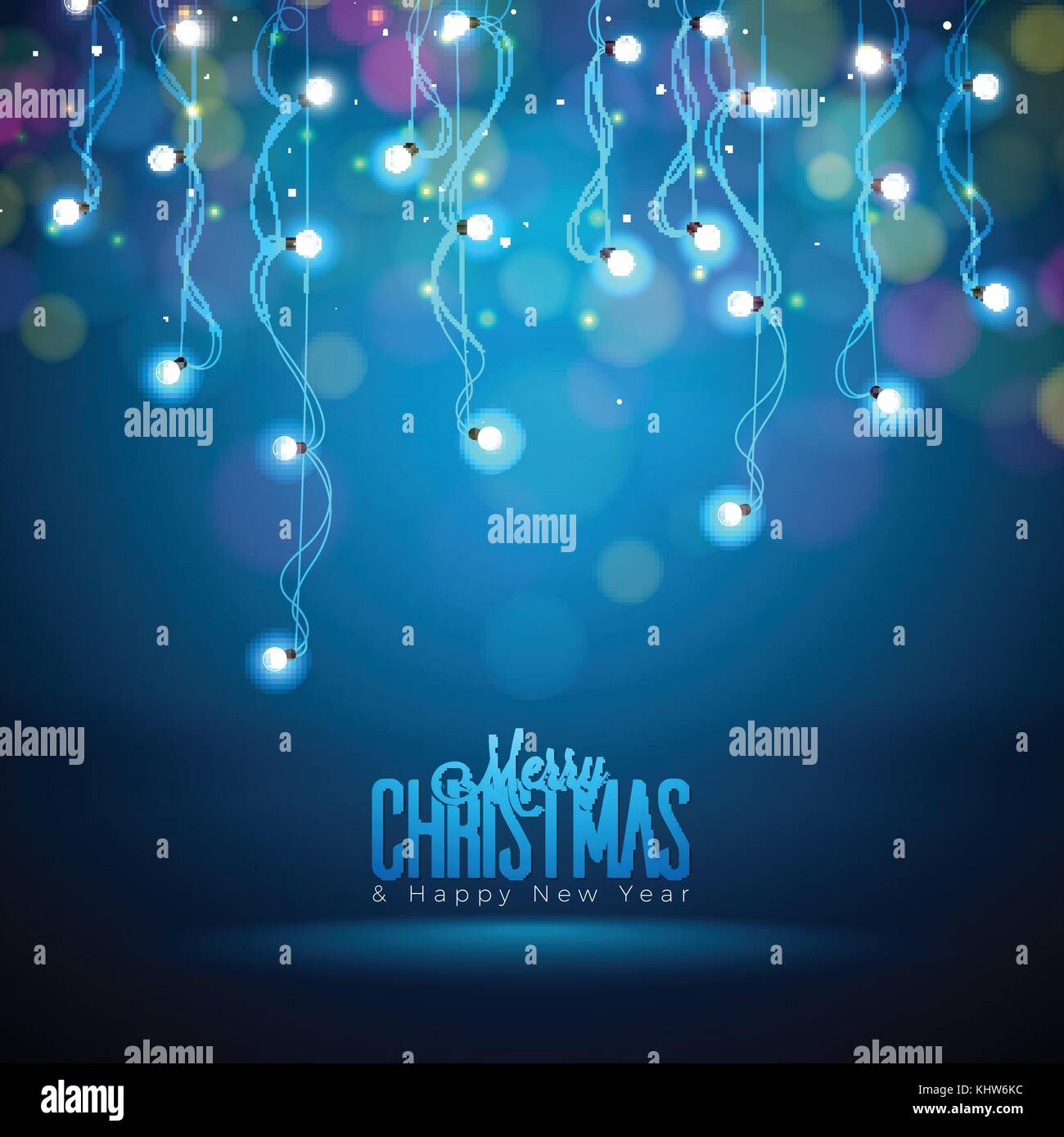 Helle Weihnachtsbeleuchtung Abbildung auf einem dunklen transparenten Hintergrund. Eps 10 vektor design. Stock Vektor