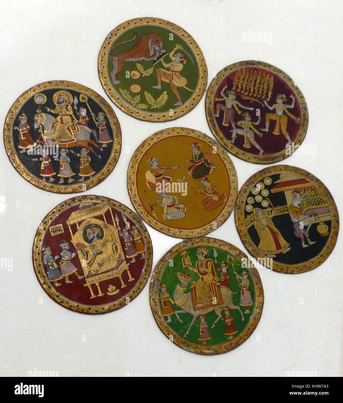 Indische spiel Ganjifa, ein Kartenspiel, dass die Meisten mit Persien und Indien verbunden war. Vom 18. Jahrhundert Stockfoto