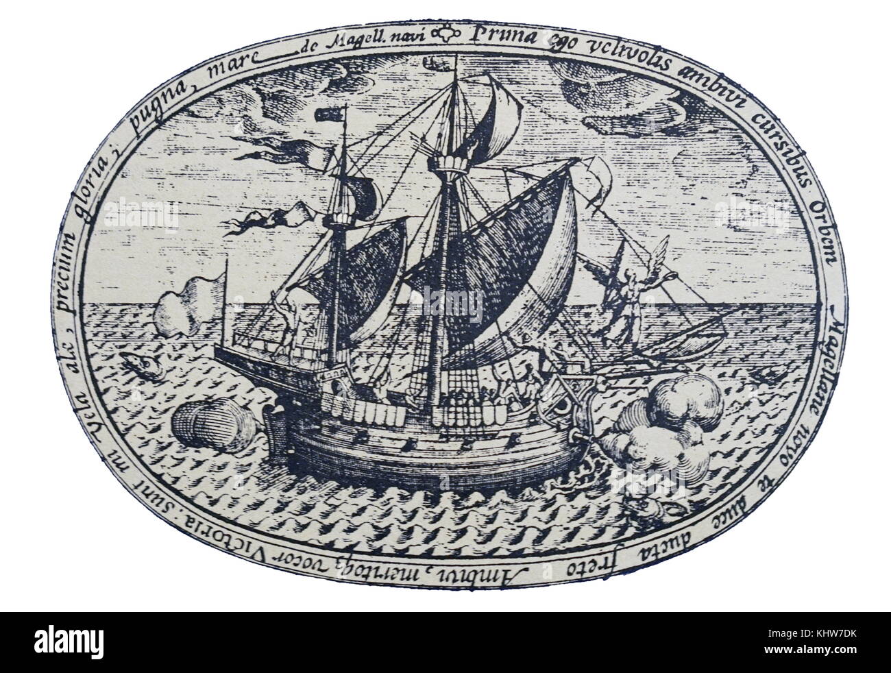 Abbildung: Darstellung von Ferdinand Magellan's Schiff 'Victoria'. Ferdinand Magellan (1480-1521) eine Portugiesische Entdecker, der die spanischen Expedition nach Ostindien organisiert. Vom 16. Jahrhundert Stockfoto