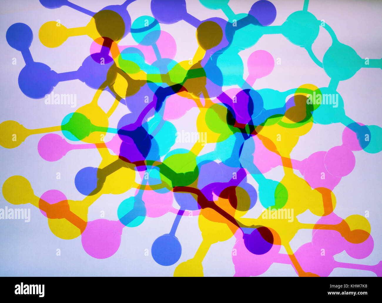 Multi-exposure fotogramm der molekularen Struktur einer Formel, die die reine Forschung Stockfoto